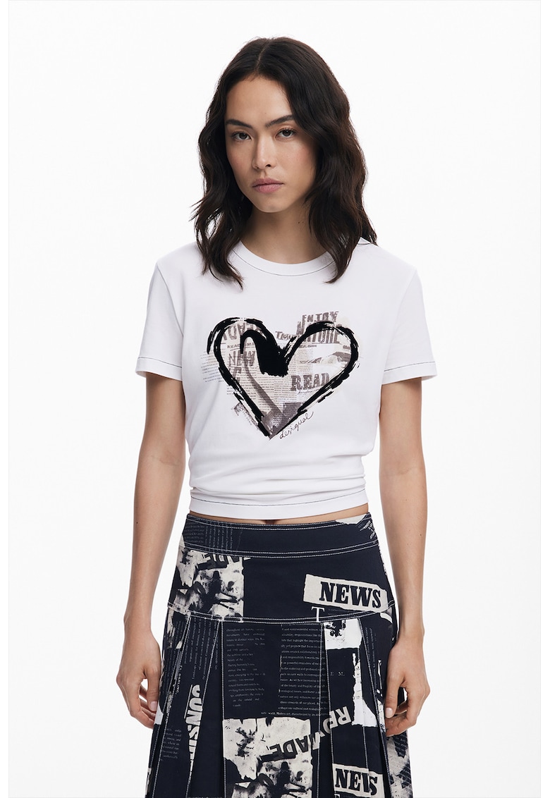 Тениска с памук с принт DESIGUAL