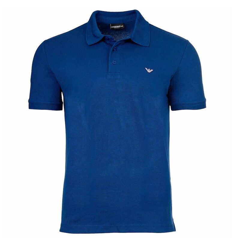 Тениска с памук - яка и лого Emporio Armani