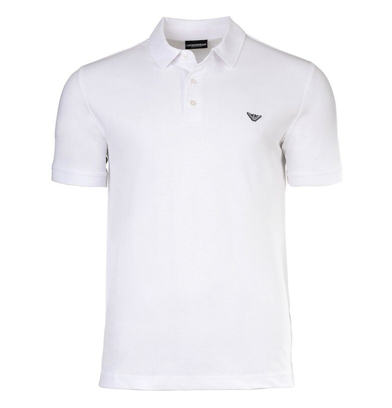 Тениска с памук - яка и лого Emporio Armani