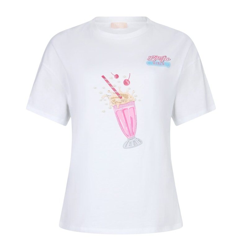 Тениска с принт и декоративни камъни Liu Jo