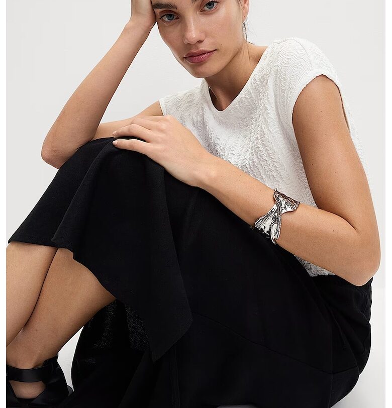 Тениска с релеф и овално деколте Marks  Spencer