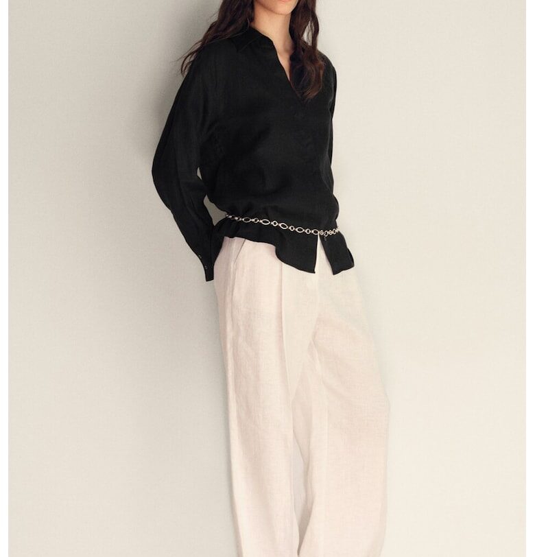 Уголемена ленена риза Mango