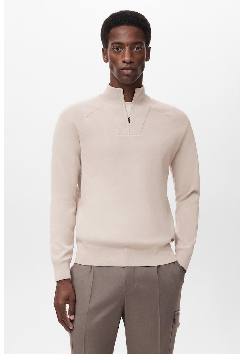 Фино плетен пуловер с къс цип Mango