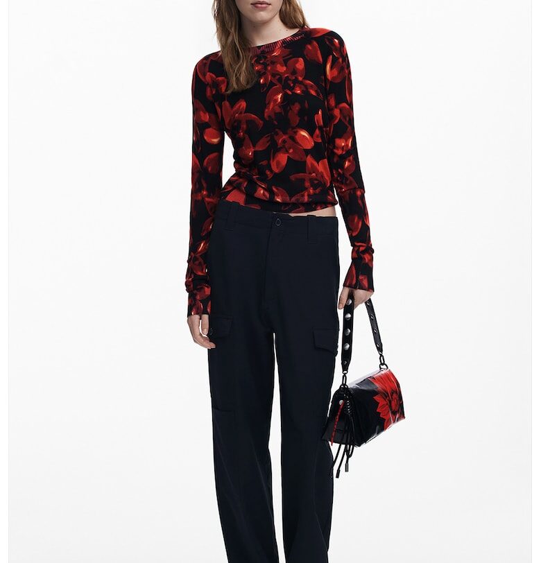 Фино плетен пуловер с рипсени краища DESIGUAL