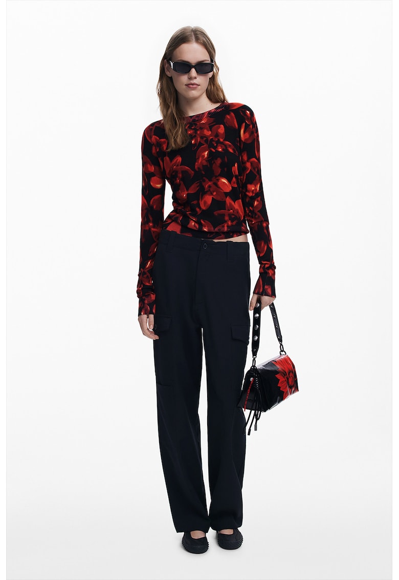 Фино плетен пуловер с рипсени краища DESIGUAL