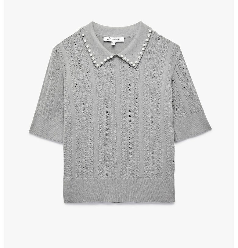 Фино плетена блуза с къси ръкави и мъниста KOTON