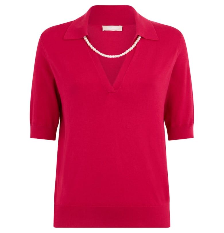 Фино плетена тениска с яка и апликация Liu Jo