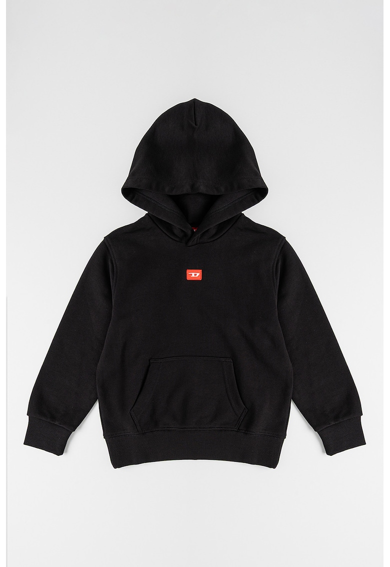 Худи с джоб кенгуру с лого - Черен Diesel