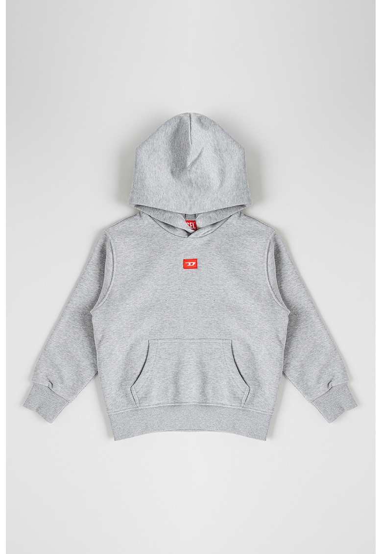Худи с джоб кенгуру с лого - Светлосив меланж Diesel