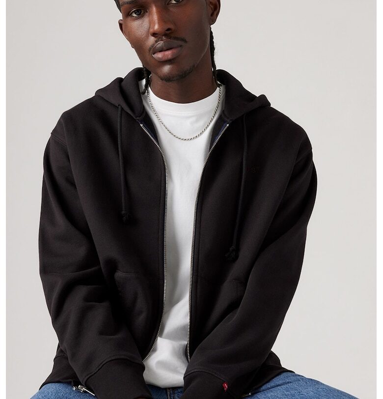 Худи с цип и паднали ръкави Levis