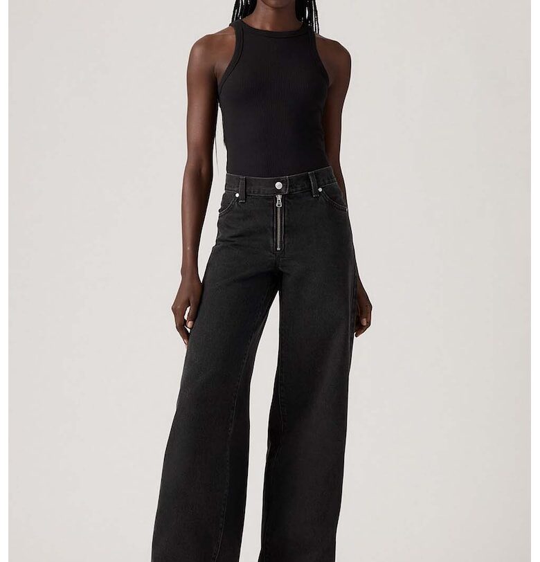 Широки памучни дънки Youth с миди талия Levis