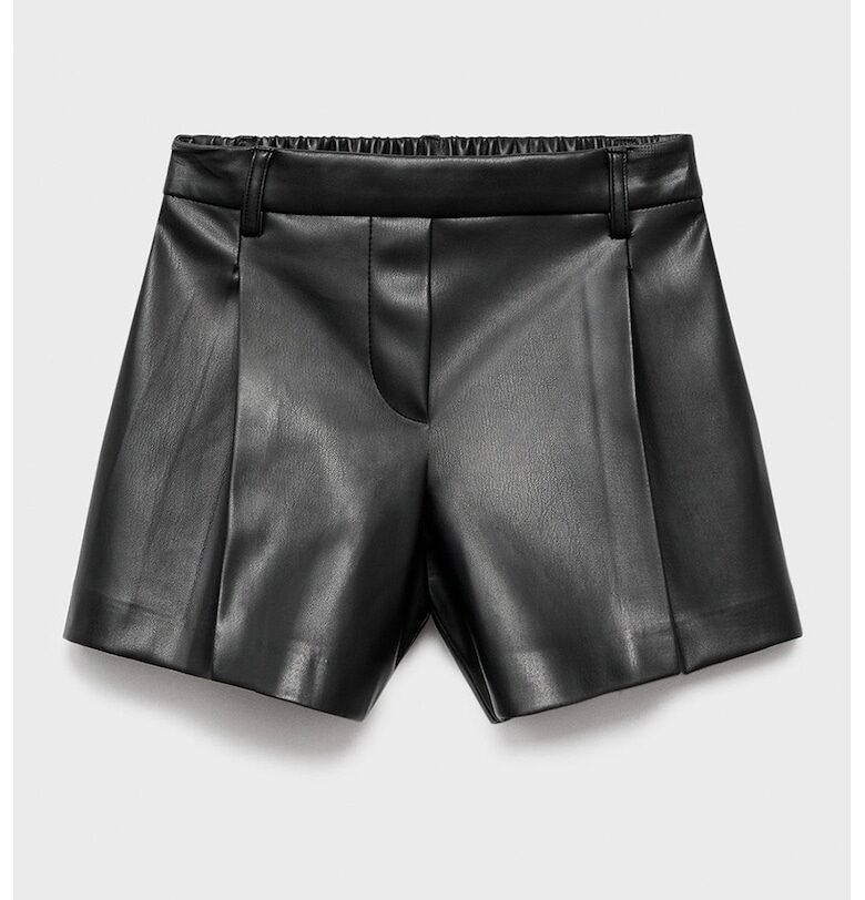 Шорти от еко кожа с еластична талия Mango