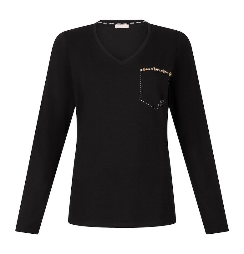 Шпиц блуза с декоративни камъни Liu Jo