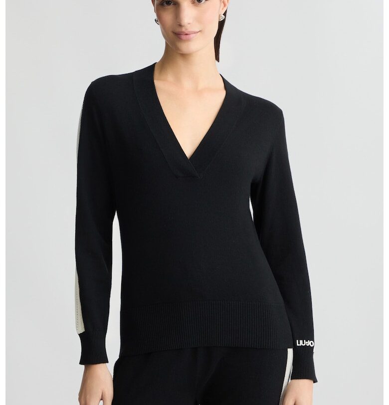 Шпиц пуловер с контрастни ивици Liu Jo