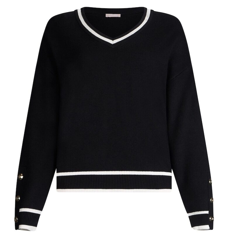 Шпиц пуловер с контрастни райета Liu Jo