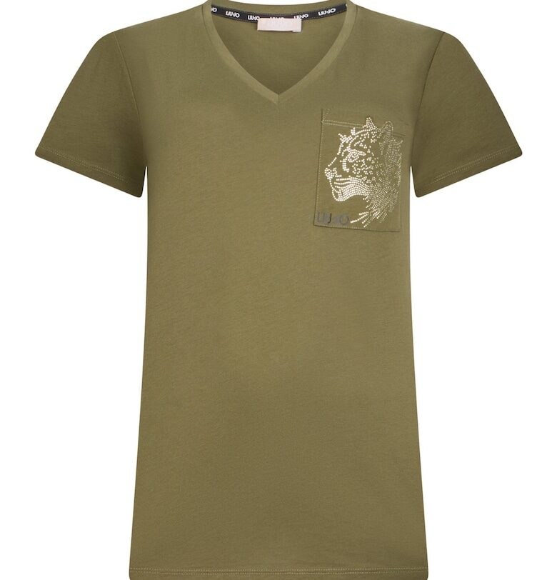 Шпиц тениска с декоративни камъни Liu Jo