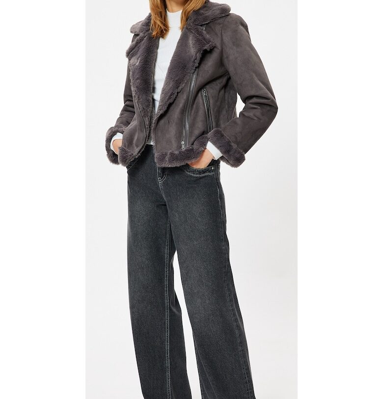 Яке от еко велур с раздвоен ревер KOTON