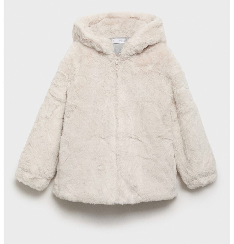 Яке с качулка и вътрешен етикет за име Mango