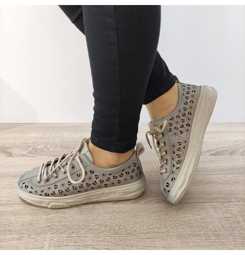 98088 Светлосиви ежедневни дамски обувки с перфорация FORMAZIONE