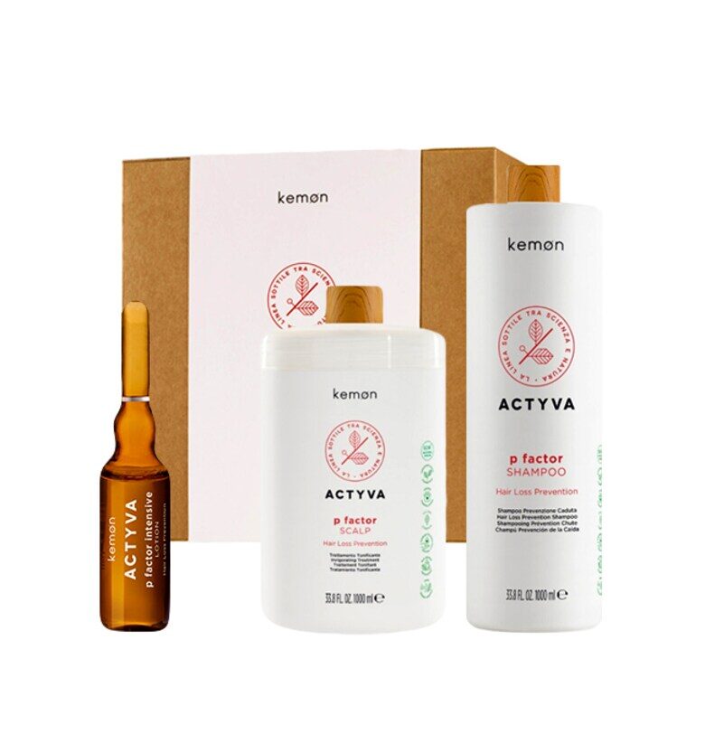 Actyva P Factor комплект против косопад - Шампоан 1000 мл - Лечение 1000 мл - Лосион 12 х 6 мл Kemon