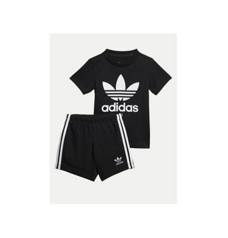 Compleu din bumbac cu tricou si pantaloni scurti - Черен adidas