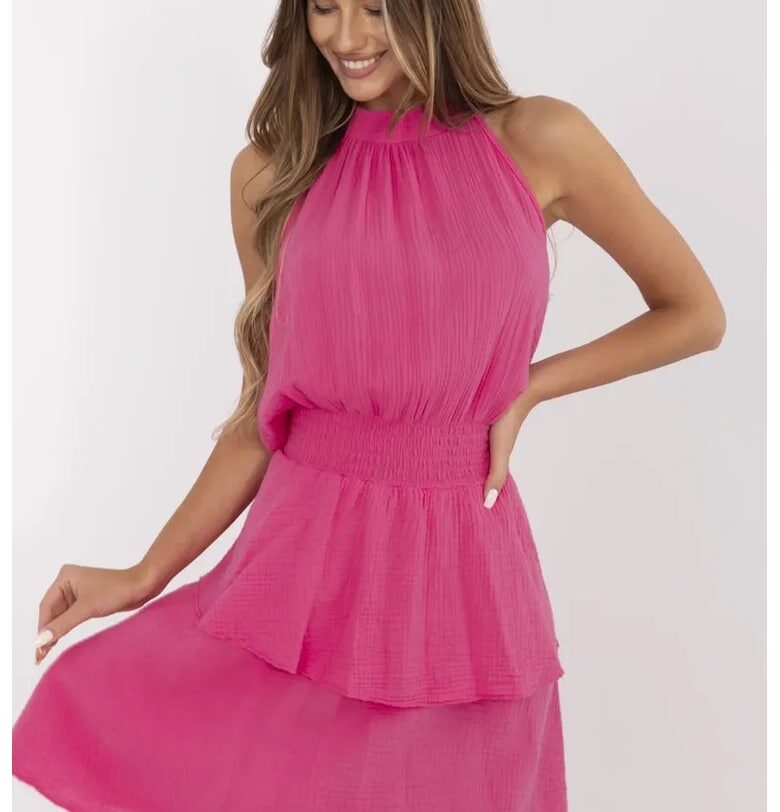 Crep Aspect Dress With Back Bow Italy Moda