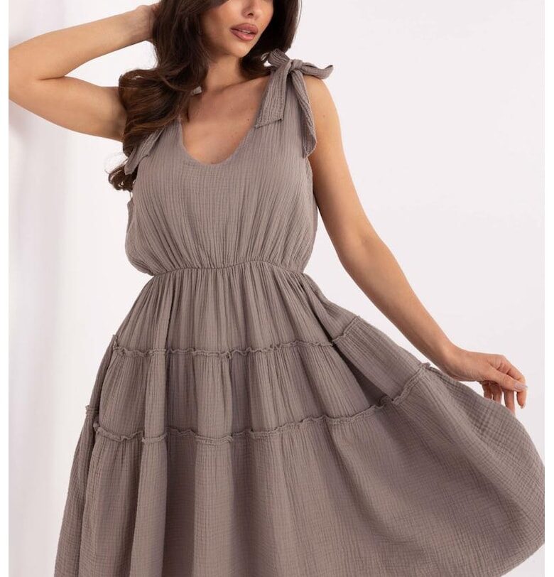 Dress With Bow Shoulder Details Italy Moda