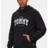 Hanorac barbati Varsity cu gluga si imprimeu - Черен Tommy Jeans