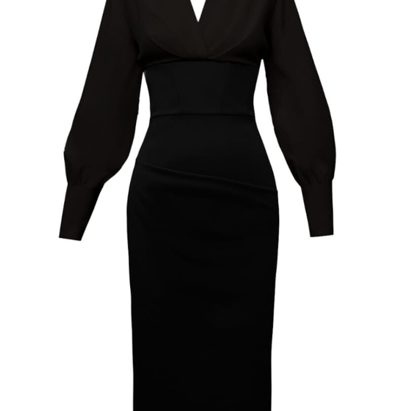 Lunaria Midi Dress With Chest Drapped Details Alina Cernatescu