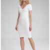 M786 рокля молив - бяла - с волани - изработена от мека вискоза - Figl