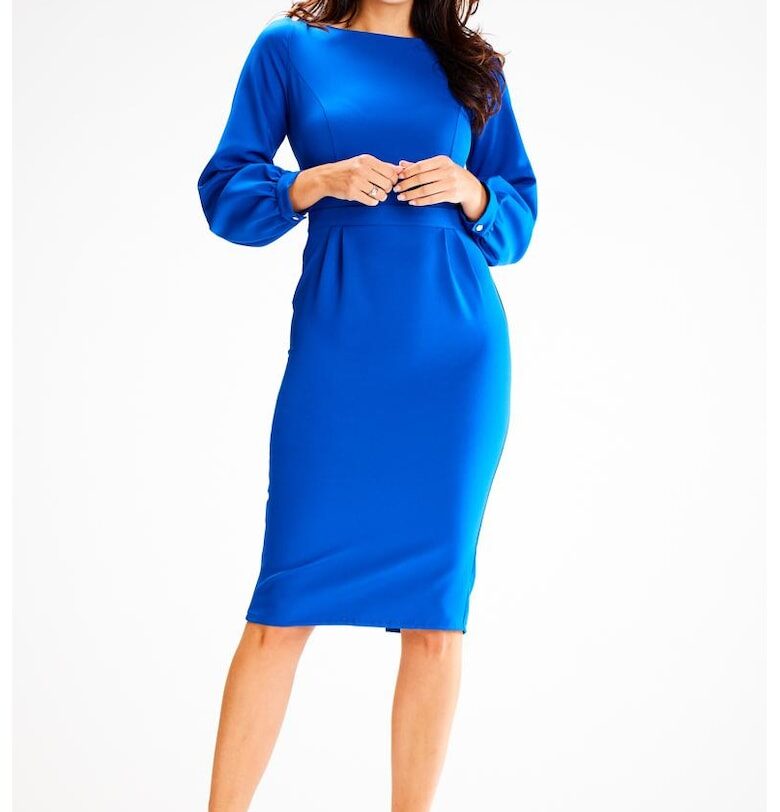 Midi Рокля с дълъг ръкав - по врата A597 awama