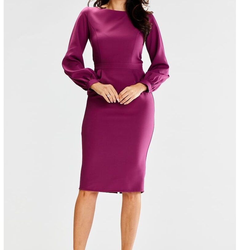 Midi Рокля с дълъг ръкав - по врата A597 awama