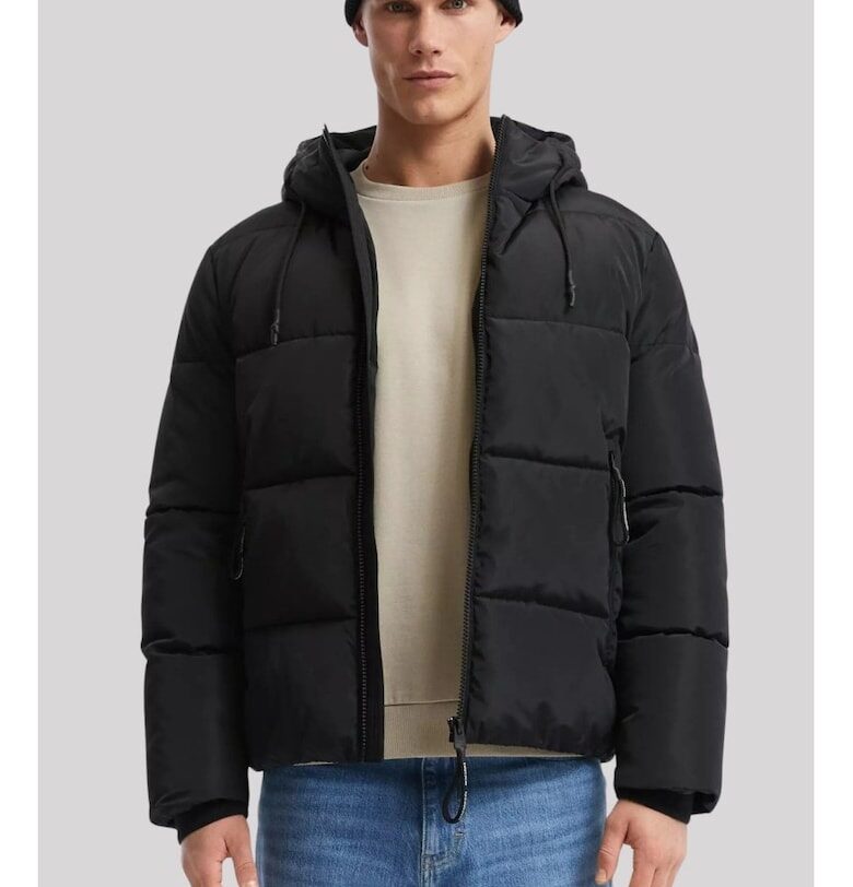 Q/S by s.Oliver - Мъжко спортно ватирано яке - Стандартна кройка - 2 наклонени джоба с цип - Черен QS