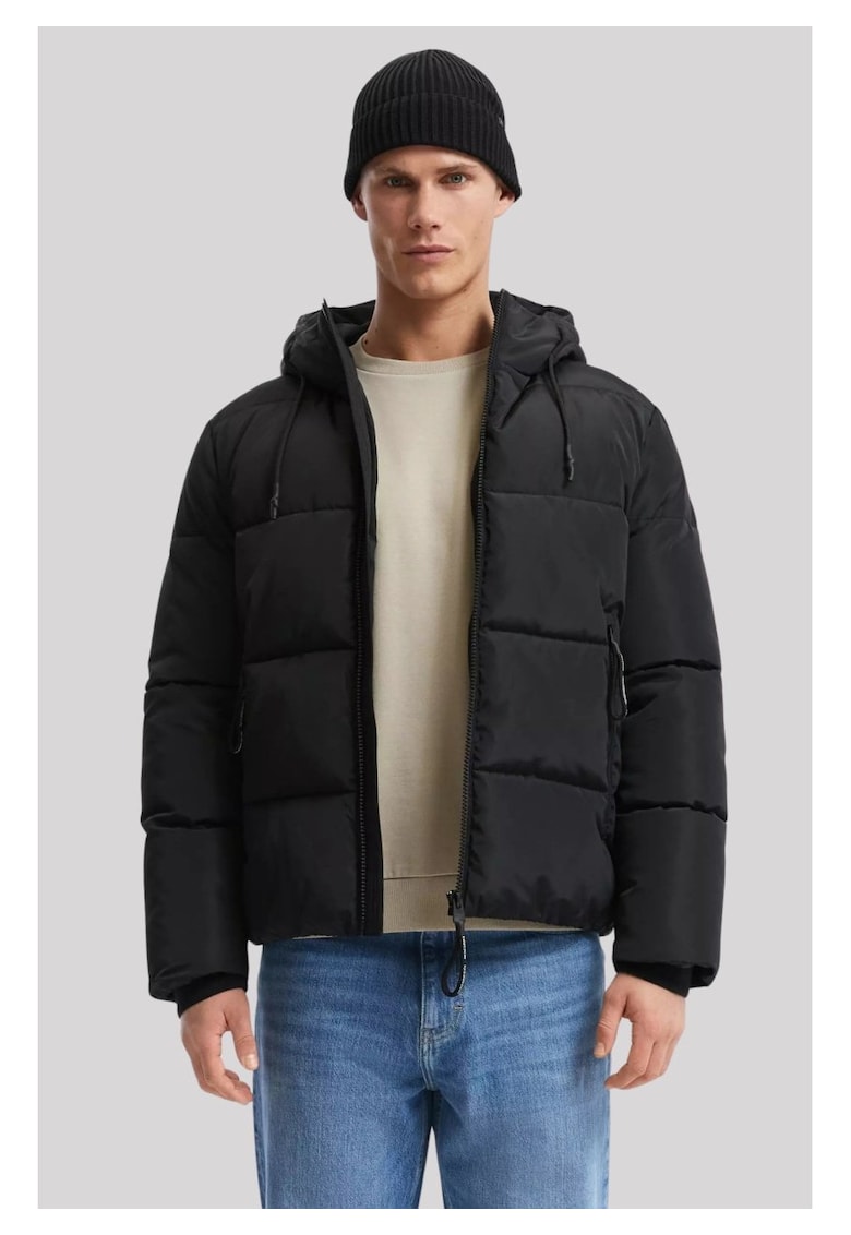 Q/S by s.Oliver - Мъжко спортно ватирано яке - Стандартна кройка - 2 наклонени джоба с цип - Черен QS