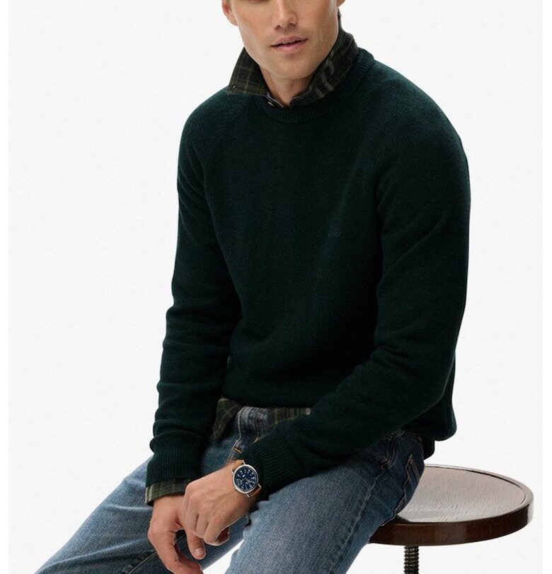 SUPERDRY - Стандартен пуловер с вълна с ръкави реглан - Бледозелен Superdry  Co