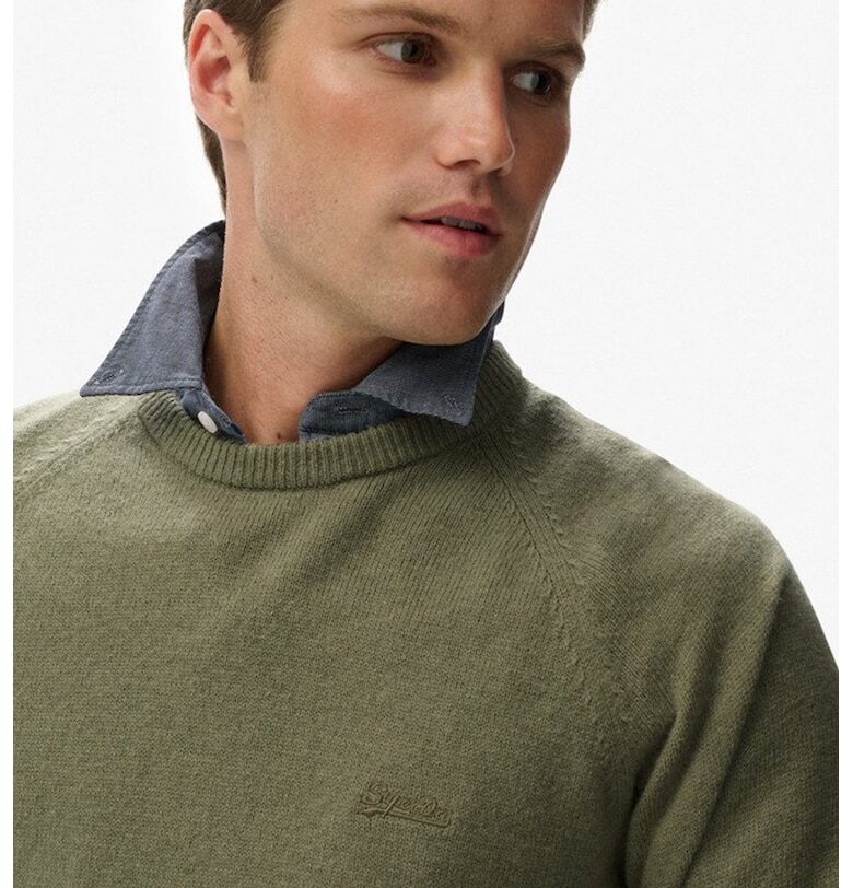 SUPERDRY - Стандартен пуловер с вълна с ръкави реглан - Зелени аспержи Superdry  Co