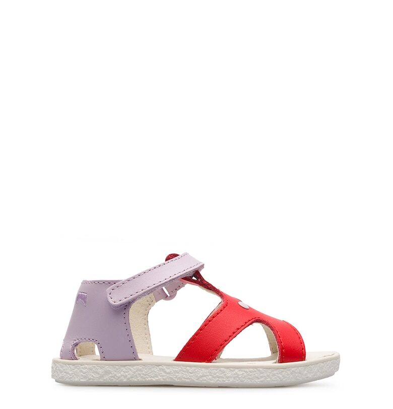 T Кожени сандали Twins 687 с велкро - Бледа лила - Аленочервен - Camper