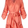 Wrap Dress With Ruffles & Wide Cuffs Monarh design