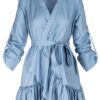 Wrap Dress With Ruffles & Wide Cuffs Monarh design