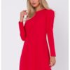 А-силует рокля с дълги ръкави - полиестер - червена - OEM