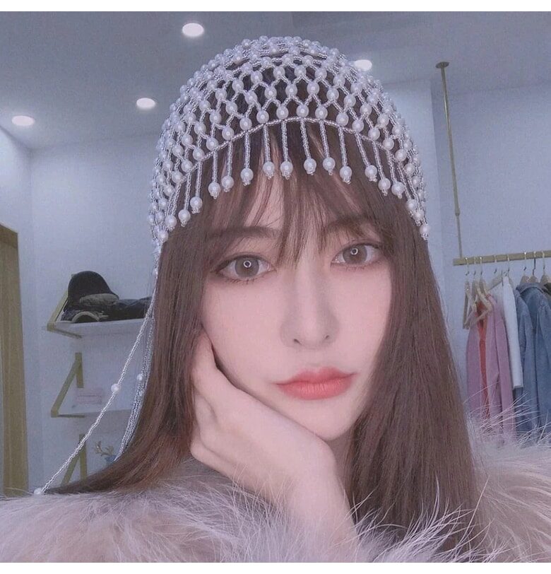 Аксесоар за коса - бял - с перли - Andes C23 - Pursehuit