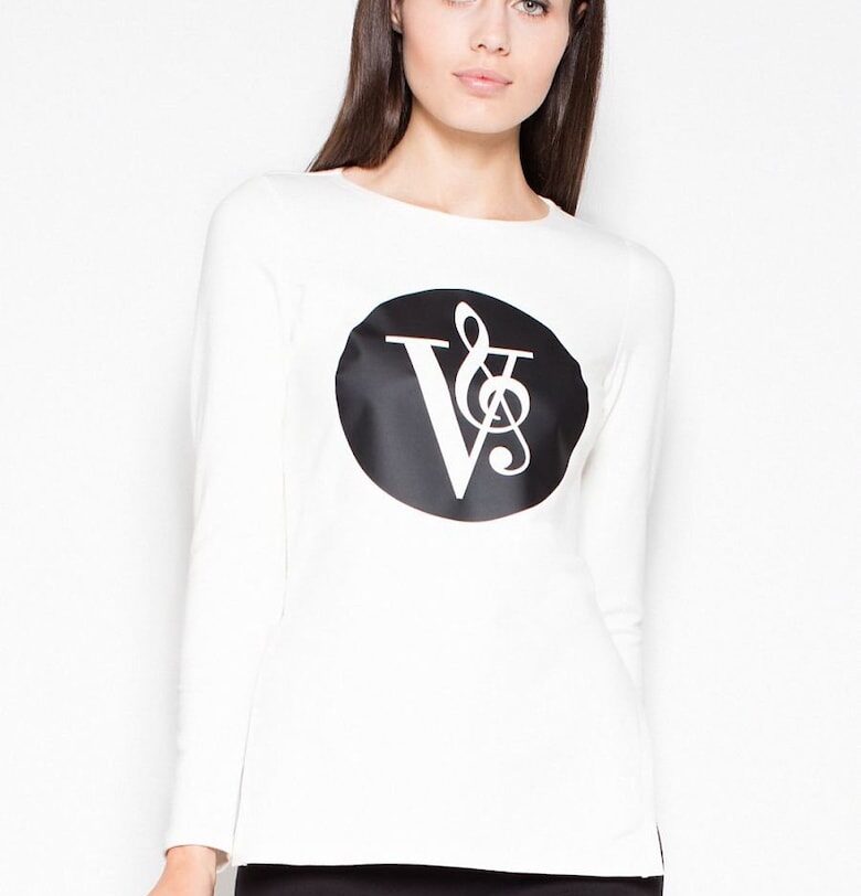 Асиметричен суичър  прилепнал - оригинален принт - бежов - памук Venaton