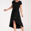 Асиметрична миди рокля -  вискоза - черно Figl