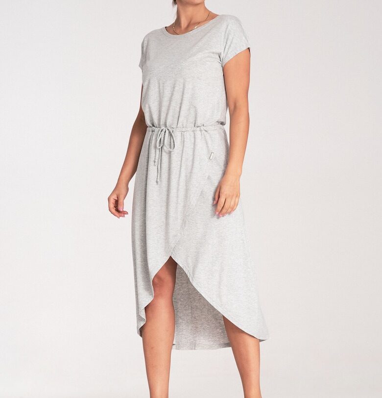 Асиметрична миди рокля -  сива - вискоза Figl