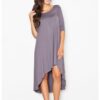 Асиметрична сива рокля  с дълъг ръкав - изработена от вискоза Figl