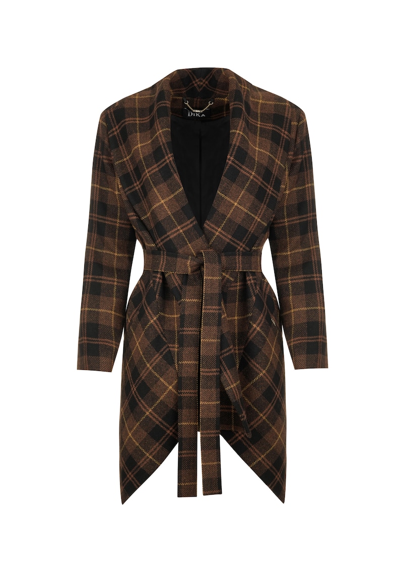 Асиметрично палто с кариран десен DiKa