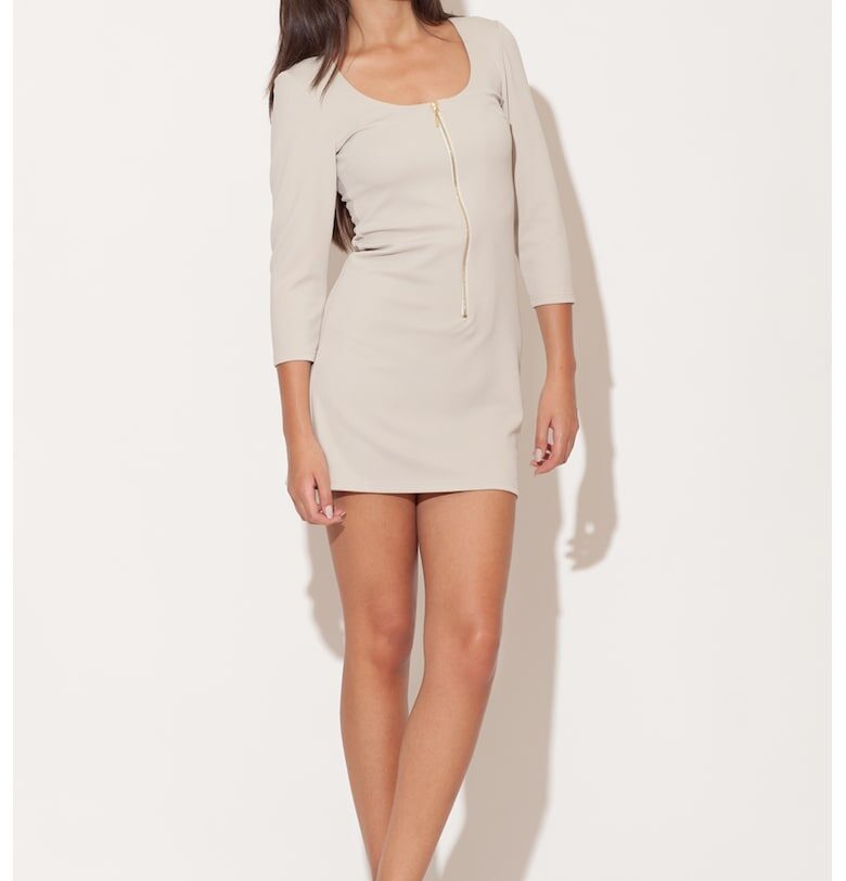 Бежова вечерна рокля  F331 KATRUS