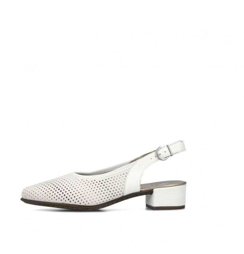 Бели обувки  от естествена кожа с изрязани крачоли и перфорирани точки RIK47066-80 Rieker