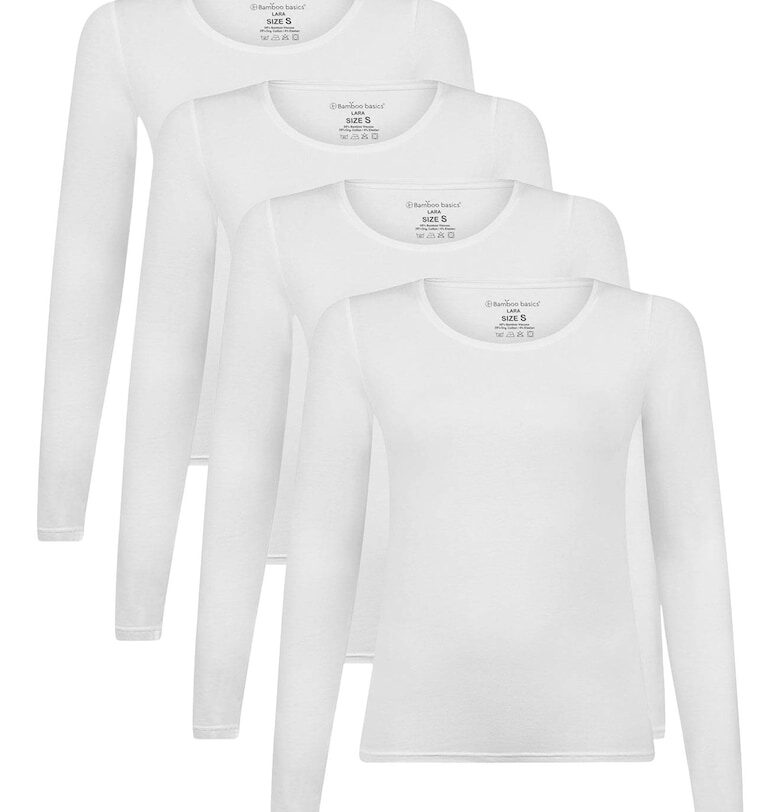 Блуза Lara с дълги ръкави - 4 броя - Бял Bamboo Basics