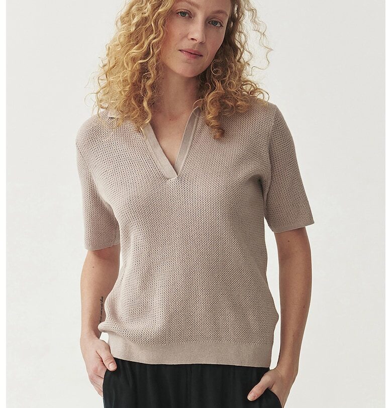 Блуза Sonar с коприна - Светло кафяво Tatuum